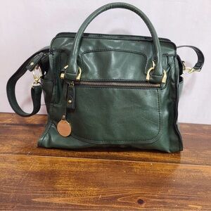 Elegant Green London Fog Leather Handbag